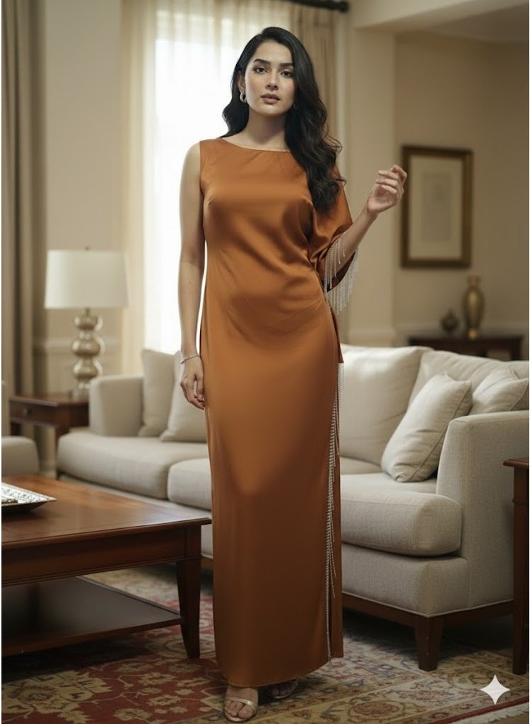 FULL JOY Elegant Evening Dress with a Modern Design that combines simplicity and luxury With  one-shoulder Style. - Image 1